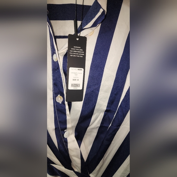 Fashion Nova Unattached To You Midi Dress Navy Combo Size 1X NWT DR 2597 - Picture 2 of 6